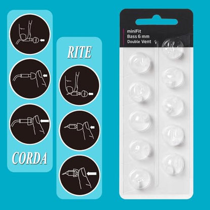 Hearing Aid Domes for Oticon MiniFit Double Vent Bass Domes: 3 Packs (6mm), Universal Domes for Oticon Hearing Aid Supplies - size: 3 Packs