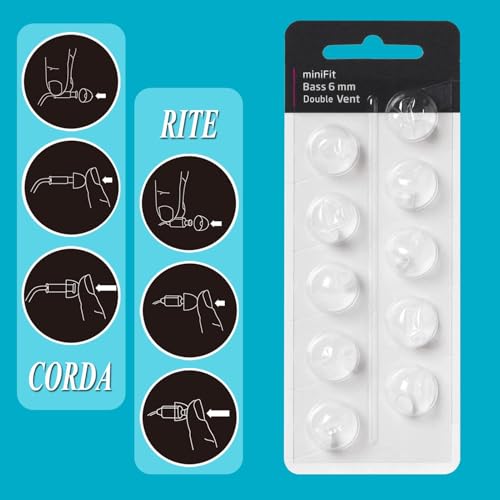 Hearing Aid Domes for Oticon MiniFit Double Vent Bass Domes: 2 Packs (6mm), Universal Domes for Oticon Hearing Aid Supplies - size: 2 Packs