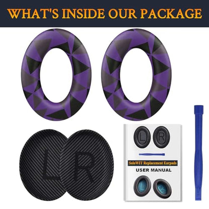 Replacement Earpads Cushions for Bose QuietComfort 35 (QC35) & Quiet Comfort 35 II (QC35 ii) Headphones, Ear Pads with Softer Leather, Noise Isolation Foam, Added Thickness (Purple Black) - color: Purple Black