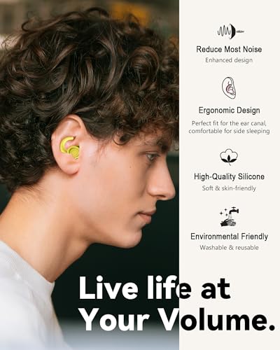 Ear Plugs for Sleeping, Noise Reduction Soft Silicone Earplugs | 2 Pairs Reusable Hearing Protection Earplugs for Noise Sensitivity,Sleep,Travel,Sound Reduction Noise Cancelling - Yellow - color: Yellow