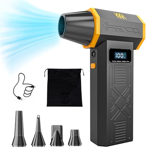 KKH Portable Electric Air Duster with Led Light, Powerful 120000RPM 4 Speed Adjustable Mini Turbo Blower for Cleaning, Rechargeable Cordless Dusters for Home Car Outdoor PC Computer Keyboard