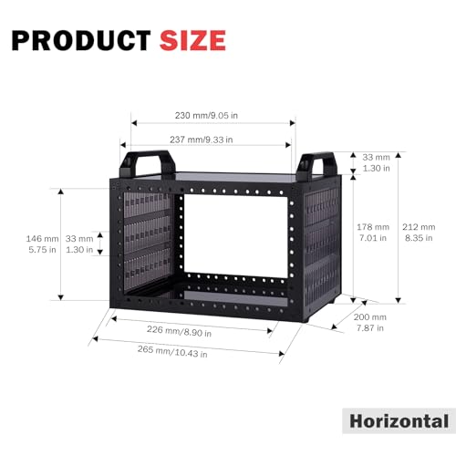 GeeekPi DeskPi RackMate TT Mini Server Rack for Mini PC, Network, Servers, Audio, and Video Equipment, 10 inch 3U/ 7 inch 5U Network Rack, 7.87 inch Depth - color: Black