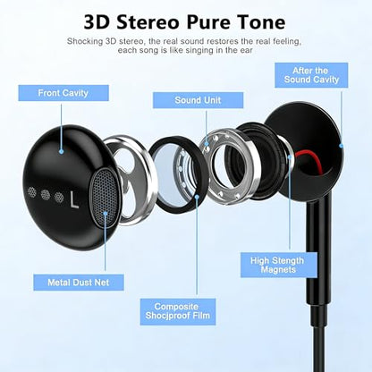 [Apple MFi Certified] USB C Headphones for iPhone 17 16 15 Pro Max 2 Pack | Wired USB C Earphones/Earbuds with Built-in Remote to Control Music/Phone Calls/Volume, Compatible for iPhone 17 16 15/Galaxy - color: CBlack
