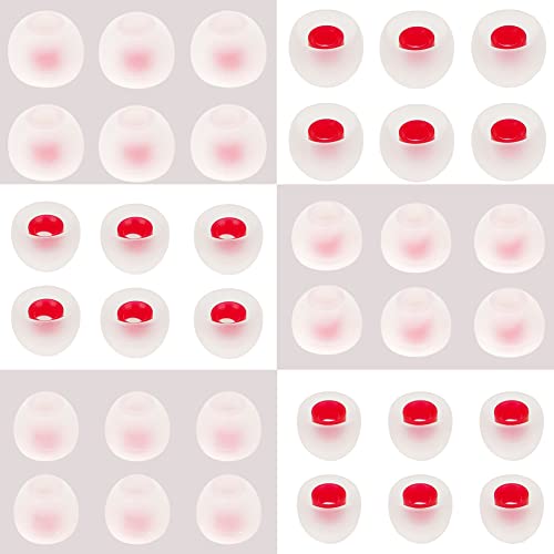 18 Pairs Silicone Earbud Tips Replacement Ear Tips for in- Ear Headphones Eartips (Inner Hole from 3.8mm-5.5mm Earphones) Earbud Replacement Tips Earbud Cap S M L - color: Transparent red