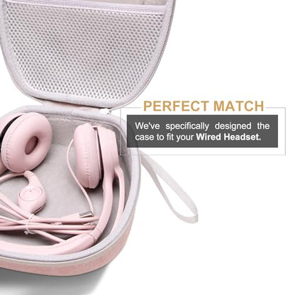 Case for Logitech H390/H391/Zone 301/H111/H570e Wired Headset Pink | Hard Carrying Travel Wired Headset Case for Logitech H390/H391/Zone 301/H111/H570e & JIAMQISHI/Poly Blackwire 3220/AOC - color: Pink