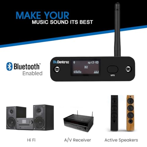 B2 LDAC/aptX HD Bluetooth 5.1 Hi-Fi Audio Receiver with ESS DAC,OLED Display,RCA,Optical & Coaxial,Extended Range for Home Stereo
