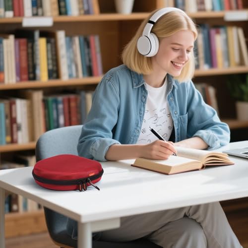 Hard Shell Headphone Case,Durable Zipper Travel Case | Compatible with Sony WH-CH520/WH-CH720N, JBL Tune 510BT/720BT/520BT/770NC, Soundcore Q20 Q20i Q30, Jlab Headphones - color: Red