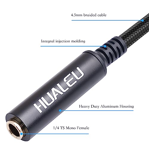 2-Pack 1FT 1/4 Inch Right Angle TS Male to 1/4 Inch TS Female Adapter, 6.35mm 1/4" Mono Connector for Bottom Plug and Front Facing Jack Guitar - color: 1FT*2