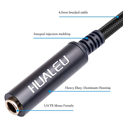 2-Pack 1FT 1/4 Inch Right Angle TS Male to 1/4 Inch TS Female Adapter, 6.35mm 1/4" Mono Connector for Bottom Plug and Front Facing Jack Guitar - color: 1FT*2