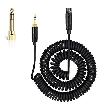 K702 Cable Compatible with AKG Q701 K712 K702 K701 K275 K271 K271S K241 K240 K240S K181 K175 K171 K141 M220 Pioneer HDJ-2000 Headphones, Coiled Aux Cord with 6.35mm Adapter 5ft to 10ft