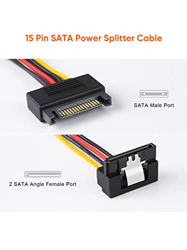 CableCreation SATA Power Cable,2-Pack 6-Inch 15Pin SATA to 2xSATA Cable