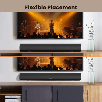 BESTISAN 100 Watt 40 Inch TV Sound Bar, Home Theater System Wired and Wireless Soundbar Speaker(Bluetooth 5.0, 105dB, Dsp Audio, Bass Adjustable, Wall Mountable) - color: 40 inch black