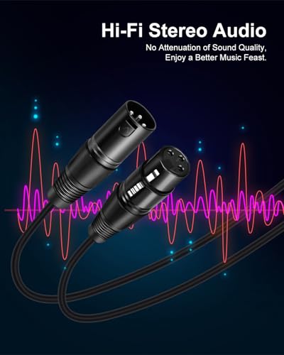 Aqdocvf 2-Pack Premium XLR Cable - 3ft, Male to Female Microphone Cable | Oxygen-Free Copper (OFC) Mic Cord for Speaker Podcast Audio Mixer DMX Effector Amplifier Sound Card, Black - size: 3 Feet