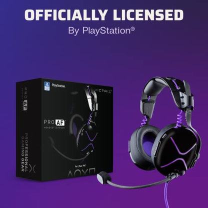 PDP Victrix Pro AF Premium Wired Esports Gaming Headset for PlayStation 5 - Removable Boom Microphone PS4/PS5/PC (Black/Purple)