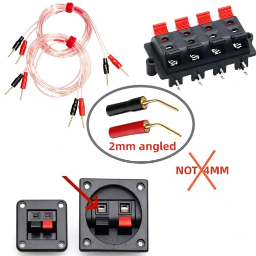 2 Pack Pin Type Plug to 2mm Pin Type Plug Speaker Cable,Speaker Wire HiFi OFC Speaker Cables
