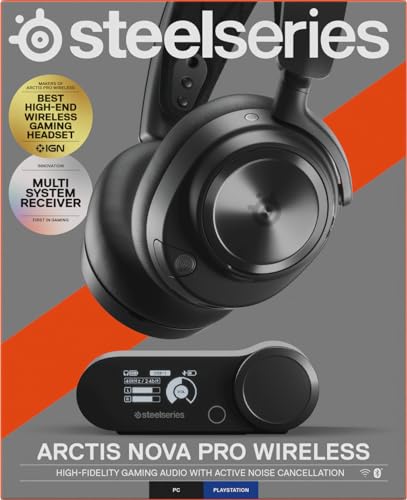 SteelSeries Arctis Nova Pro Wireless Multi-System Gaming Headset — Neodymium Magnetic Drivers — Active Noise Cancellation — 2 Battery System — ClearCast Gen 2 Mic — PC, PS5, PS4, Switch, Mobile - color: Black, style: PC