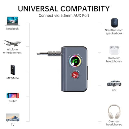 Bluetooth 5.4 Transmitter and Receiver 2 in 1 - Wireless Audio Adapter with 3.5 mm AUX Connector for in-car use - Low-Latency Dual-Mode, hi-fi Stereo, Plug and Play