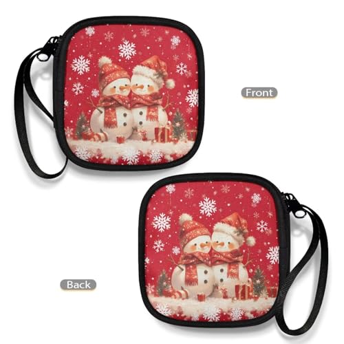 Christmas Cute Snowman Portable Wireless Headphone Case, Earphone Storage Bag Carrying Case, Earbud Holder with Handle Headphone Bag Travel - color: Christmas Cute Snowman