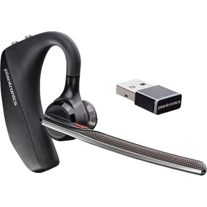 Poly Voyager 5200 UC Bluetooth Headset 7K2F3AA Bundle with Goby Labs Cleaner, Fiber Cloth, Ear Tips, Case, Cable | For Calls, Meetings & Communication | Includes Case + Cleaner + Microfiber Cloth + Charging Cable (7K2F3AA)