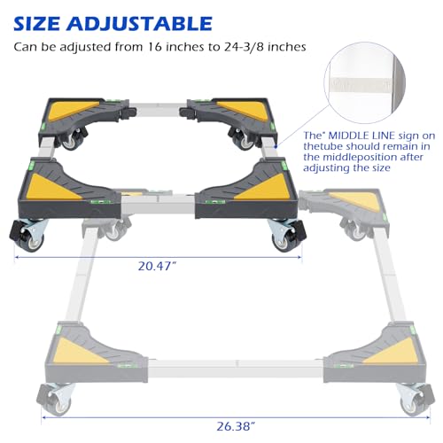 Nefish Heavy Duty Dolly for Washing Machine Adjustable Mini Fridge Stand washer Dryer Stand Mobile Roller Universal Dolly Cart with 4 Lockable Wheels Mobile Base Stand for Washer Dryer Refrigerator - color: Grey