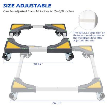 Nefish Heavy Duty Dolly for Washing Machine Adjustable Mini Fridge Stand washer Dryer Stand Mobile Roller Universal Dolly Cart with 4 Lockable Wheels Mobile Base Stand for Washer Dryer Refrigerator - color: Grey
