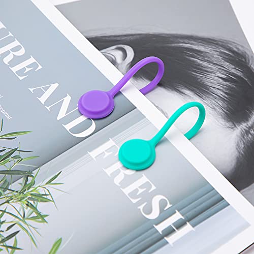 LUTER 16 Pieces Magnetic Clips Straps Cables Organizers Cord Reusable Silicone Cable Ties for Cable Earphone Line USB Cables Charging Pens Keychain (8 Colours)