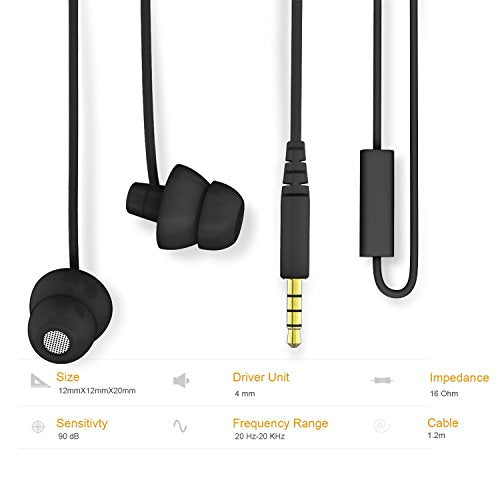 MAXROCK (TM Unique Total Soft Silicon Sleeping Headphones Earplugs Earbuds with Mic for Cellphones,Tablets and 3.5 mm Jack Plug (Black) - color: Black