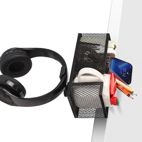 Multifunctional Clamp On Cup Holder Headsets Hanger Organizers for Drinks Phones Headphones Bags with AntiSpill Design - color: Black