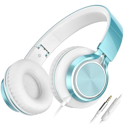 AILIHEN C8 아동용 유선 헤드폰, 학교용 마이크 포함, 3.5mm, 라임 그린 | 온 이어 헤드셋 및 볼륨 컨트롤 접이식 유선 컴퓨터 크롬북 남아 여아 청소년 교실 온라인 학습 여행용 - color: 라임 그린., size: 미디엄