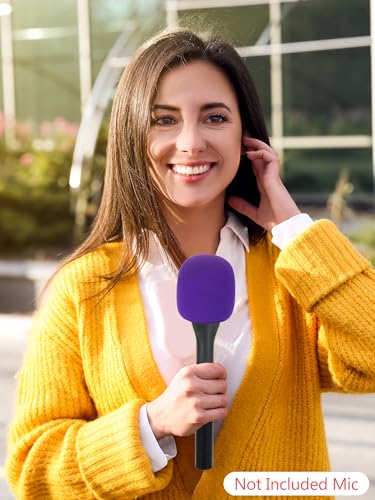 YOUSHARES Handheld Adaptor with Foam Cover, Compatible with Rode and DJI Wireless Microphones for Interviews (Purple Foam)