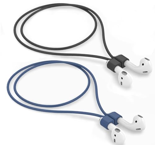 Mooyavia Ultra Strong Magnetic Anti-Lost Strap for AirPods Pro-Black+Blue | Compatible with AirPods Pro 3/2/1 & AirPods 4/3/2/1,Soft Silicone Sport Neck Lanyard,Lenth 29.9 in - color: C3-black+blue