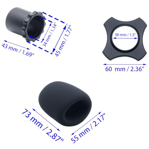 2 Set Microphone Protection Kit Wireless Handheld Mic Windscreen Foam Cover Shakeproof Mic Protection Ring Black Microphone Bottom Rod Sleeve