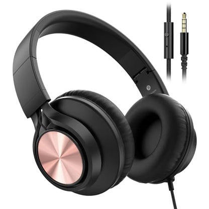 Kids Headphones with Microphone, School Headphones for K-12 girls-Pink | Over-Ear Headphones for Classroom, Online Learning, Travel, Kids, Teens, Chromebook, Laptop & Tablet - color: Deep Pink