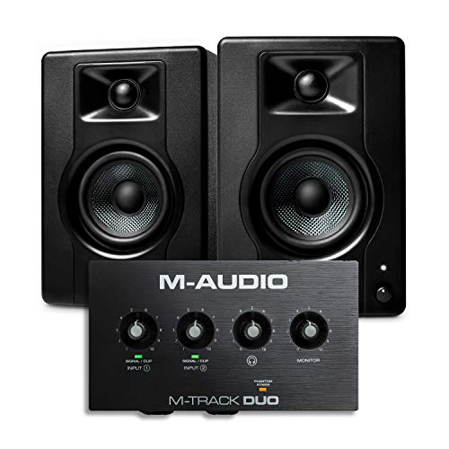 M-Audio Recording, Streaming and Podcasting Bundle – M-Track Duo USB Audio Interface and 120W BX4 Stereo Speakers, Plus a Software Suite Included