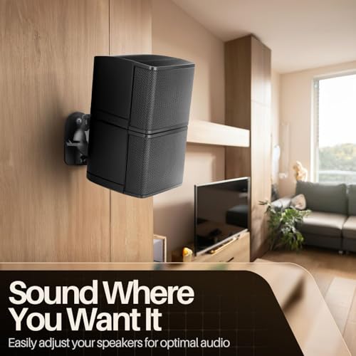 TNP Universal Satellite Speaker Wall Mount Bracket Ceiling Mount Clamp with Adjustable Swivel and Tilt Angle Rotation for Home Theater Surround Sound System Satellite Speakers - 6 Pack, Black - color: Black, size: 6 Pack