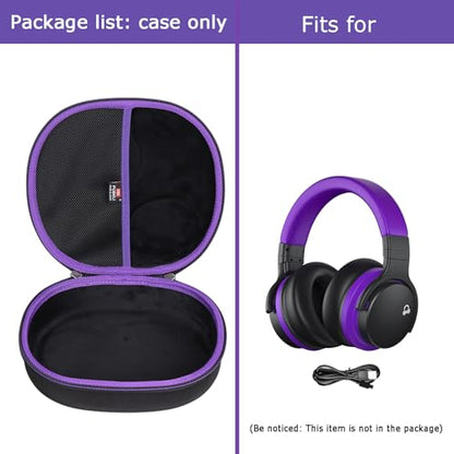 FBLFOBELI Hard Headphone Storage Case for Silensys E7 / PurelySound E7 / MOVSSOU E7 / COWIN E7 / Tapela E7 / Audonia E7 Active Noise Cancelling Bluetooth Headphones (Case Only) (Purple) - color: Purple