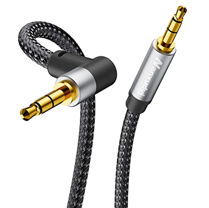 3.5mm 오디오 케이블 100피트/30M, 스테레오 90도 길이 Aux 케이블 3.5MM 수-수 직각 TRS 케이블, 헤드폰, 태블릿, 스피커와 호환, 24K 금 도금 - size: 100ft/30M