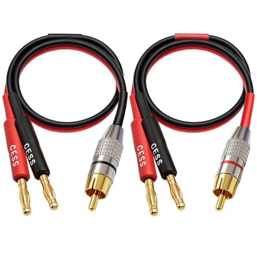 CNCESS RCA to Banana Plug Silicone Wire Speaker Cable (14AWG, 1 Foot) - size: 14AWG 1 Foot