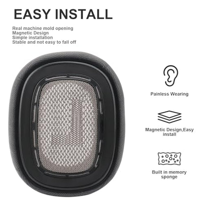 Replacement Ear Cushions for AirPods Max Headphones AirPod Max Ear Cushions Ear Pads Covers Comfort Protein Leather Noise Isolation Memory Foam Earpads (Gray)