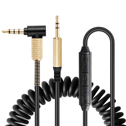 FAAEAL QC45 Coiled Audio Cable Replacement for Bose QC35 QC25 NC700 JBL E45BT E55BT E65BTNC 750NC Headphones, 2.5mm to 3.5mm(1/8”) in-line Mic Control Extension Aux Cord(4.2ft-8ft) - size: 4.2ft-8ft w/mic