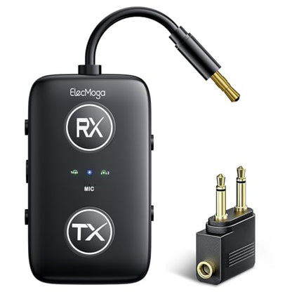Airplane Bluetooth Adapter for Headphones,Qualcomm Chipset,Black | Airplane Bluetooth 5.4 Transmitter Supports 2 AirPods or Headphones, 2-in-1 AUX Wireless Receiver for Gym, TV, Car, Audio