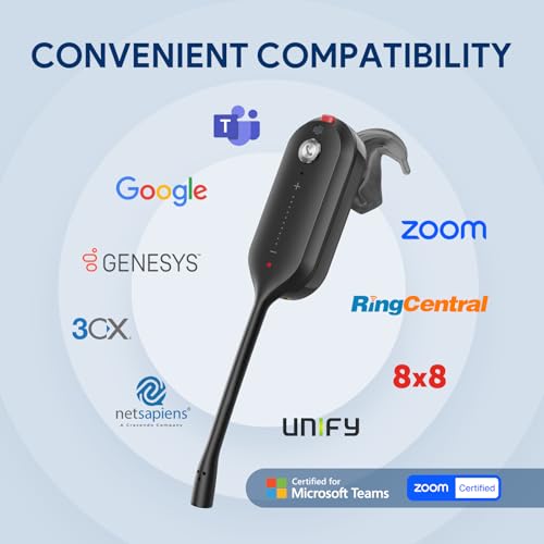 Yealink DECT Wireless Headset,Single Ear (Mono) Convertible Office Headset | WH63 E2 UC,Noise Canceling Mic,607Ft Range,3 Wearing Styles,Connects to Desk Phone and Computer/PC/Laptops