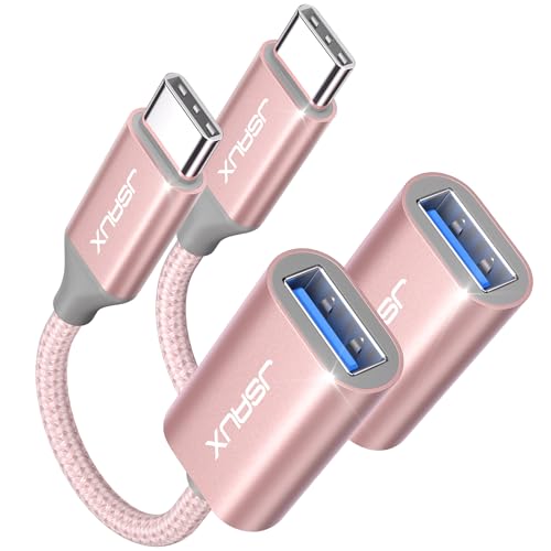 JSAUX USB C to USB 3.0 Adapter [2 Pack], USB C Male to USB Female OTG Cable Adapter Compatible with MacBook Pro/Air, iPhone 17 Pro Max/iPhone Air/16e/16/15 Series, Samsung Galaxy S25/S24/S23-Pink - color: Pink