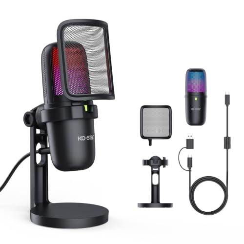 USB Condenser Microphone, Gaming Mic for PC/PS5 Podcast Streaming - color: Black