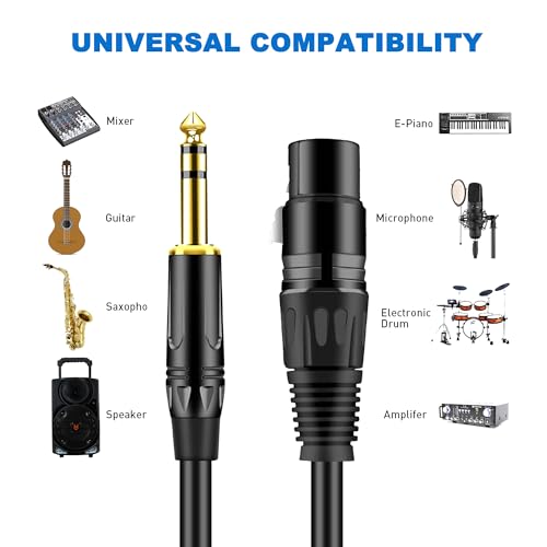 LanSenSu XLR to 1/4 TRS Stereo Adapter,XLR Female to 1/4 Inch (6.35mm) Stereo Balanced Microphone Stereo Audio Converter AdapterCable 2Pack-50ft - size: 6.35mm to XLR Female-50ft