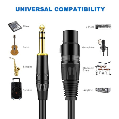 LanSenSu XLR to 1/4 TRS Stereo Adapter,XLR Female to 1/4 Inch (6.35mm) Stereo Balanced Microphone Stereo Audio Converter AdapterCable 2Pack-50ft - size: 6.35mm to XLR Female-50ft