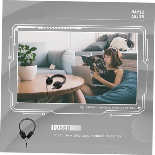 Uonlytech Head Mounted Wired Stereo Headphone with Microphone for Computer and Phone Lightweight Breathable Over Ear Headset for Audio Transmission and Realistic Gaming Sound Black