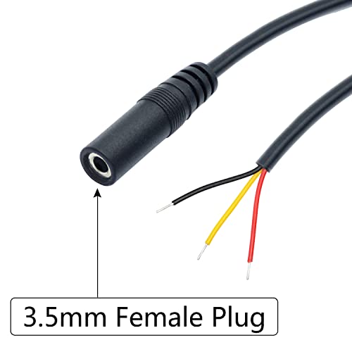 3.5mm Female Plug to 3Pin Bare Wire Open End Cable 1.6FT, TRS 3 Pole 1/8'' | 3.5mm Plug Stereo Audio Wire, Auxiliary Audio Connector Jack, for 3.5mm Earphone Microphone DIY Cable Repair - 4Pcs - color: 3.5mm Female Plug TRS 3 Pole - 0.5M/1.6FT
