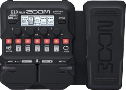 Zoom G1X FOUR Guitar Multi-Effects Processor with Expression Pedal, 70+ Effects & Amp Modeling, Looper, Rhythm Section, Tuner, Battery Powered (Pack of 10) - size: Processor Pedal (Pack of 10), style: G1X FOUR