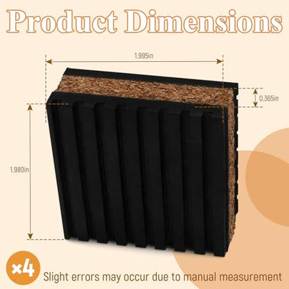4 Cork soundproof Pads (2" X 2" X 7/8")
